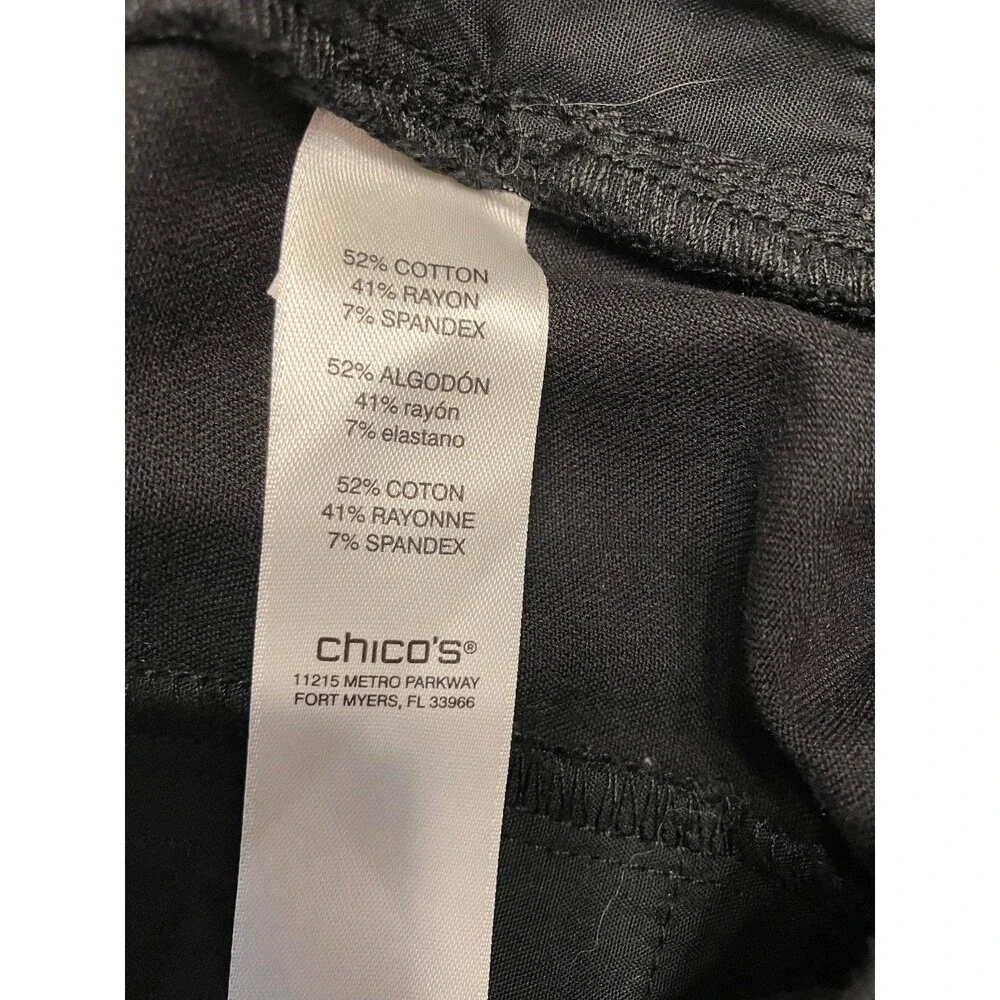 Chicos Womens Flat Front Straight Leg Dress Pants Size 1 (Medium 8) Black - Picture 4 of 8
